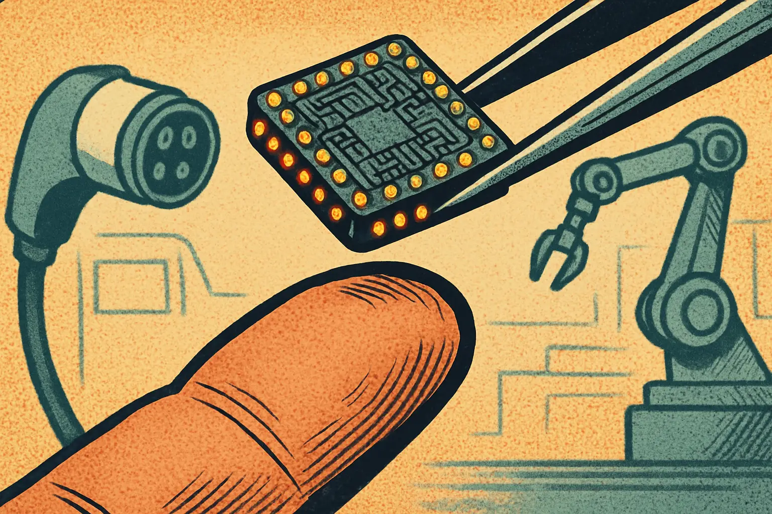 Cover illustration for Calixto AM62L STAMP SOM Puts Linux on a Postage Stamp