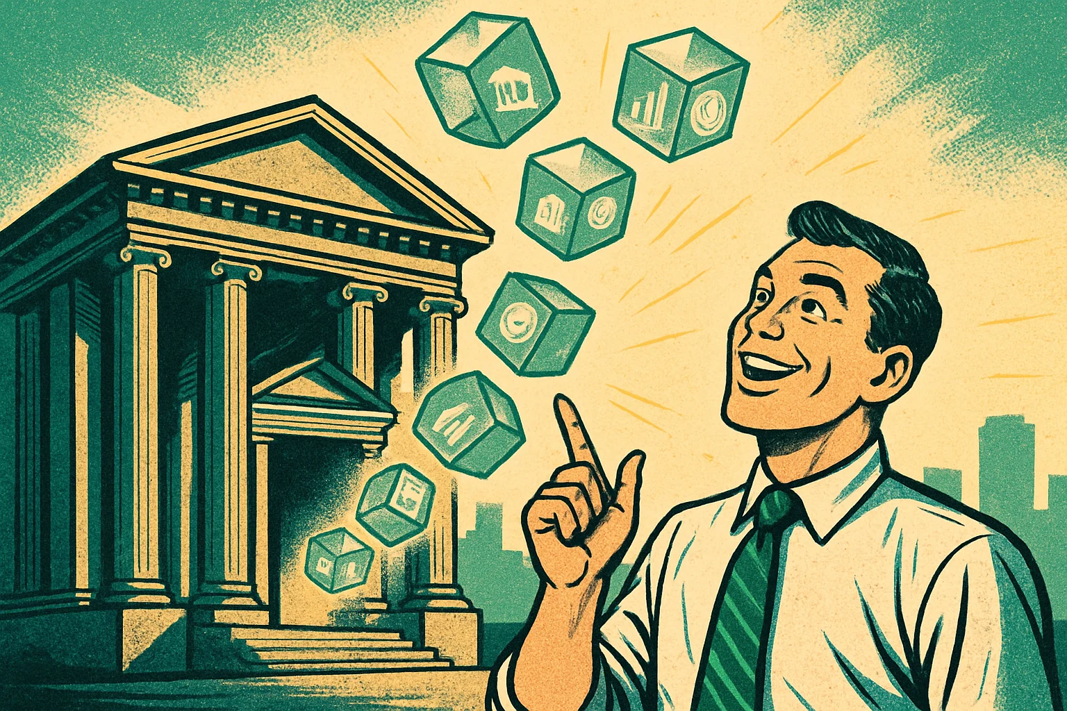 Cover illustration for Citi Sees a $5.5 Trillion Tokenized-Asset Market as Wall Street Goes On-Chain