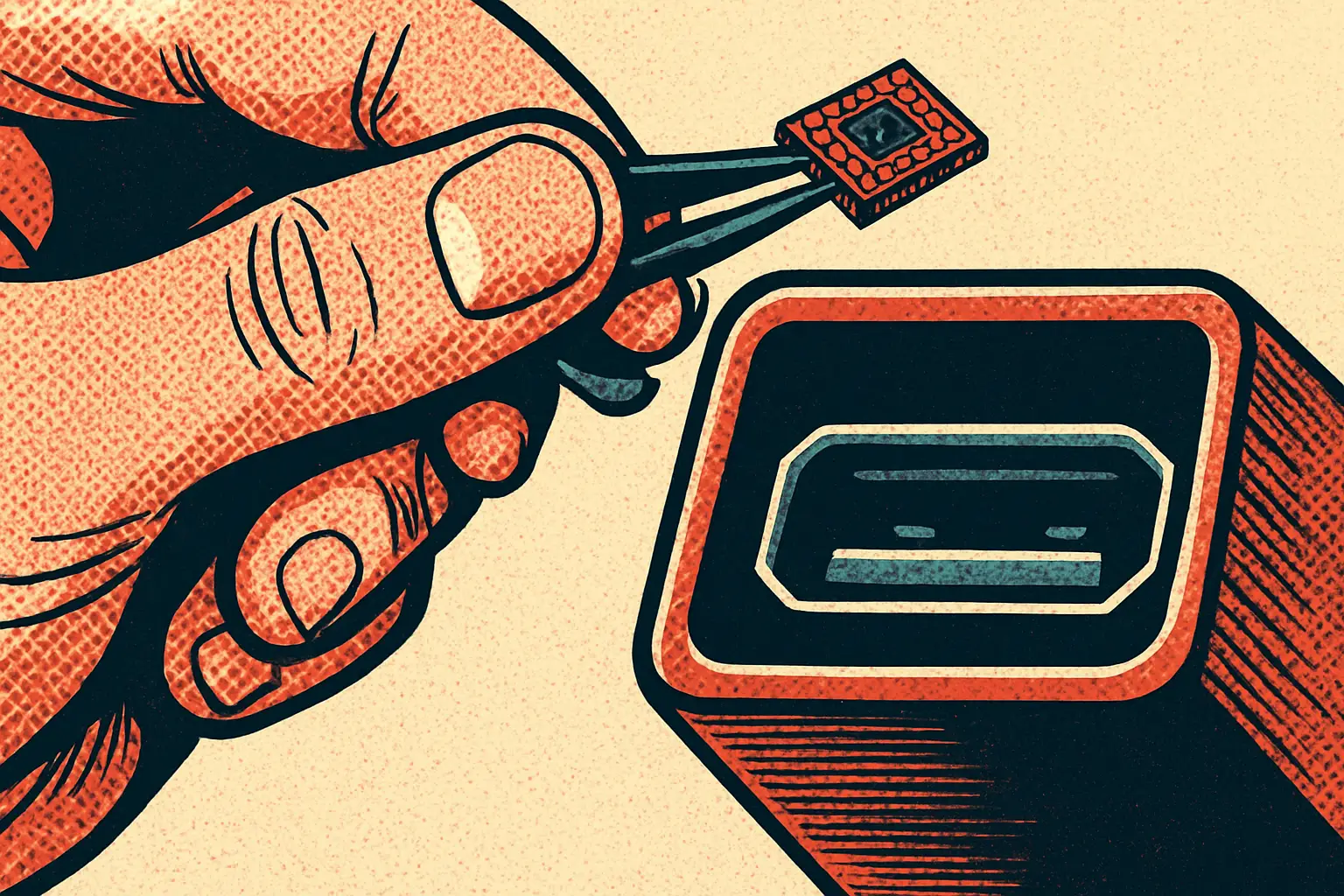 Cover illustration for Comu Is a $6 RISC-V Board That Hides in a USB Port