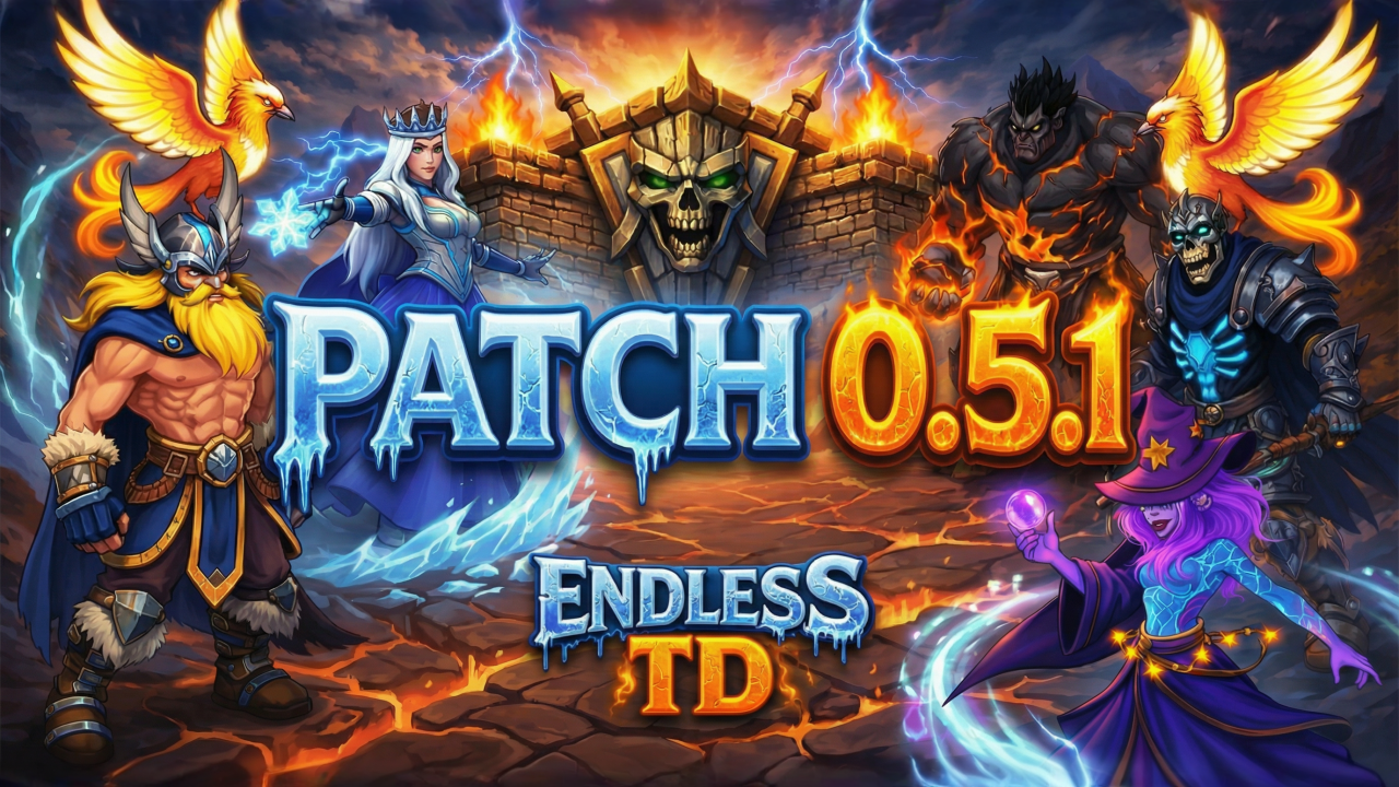 Cover illustration for Endless TD Drops Patch 0.5.1 With a Full PvP Ranked System, Three New Towers, and a Talent Constellation Overhaul