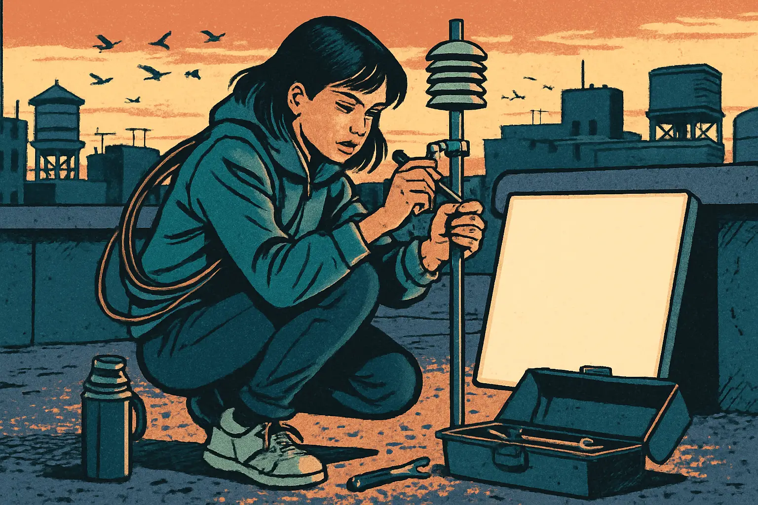 Cover illustration for ESP32-P4 Weather Station Adds LoRa Air Quality Nodes
