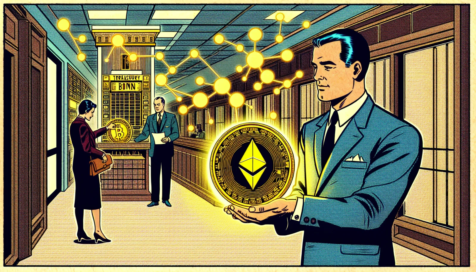 Cover illustration for Tokenized US Treasuries on Ethereum Hit Record $8B as On-Chain Yield Doubles in 6 Months