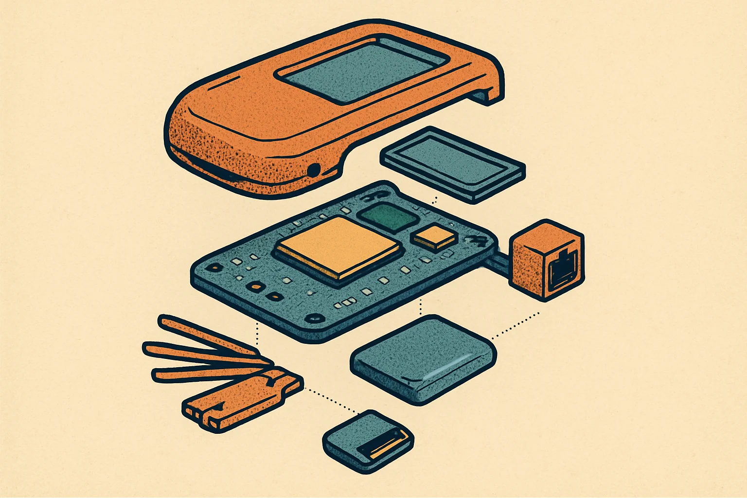 Cover illustration for Flipper One Lands — A Rockchip RK3576 + RP2350 Open-Hardware Arm Linux Multitool With Mainline Kernel, Wi-Fi 6E, and 10GbE Emulation