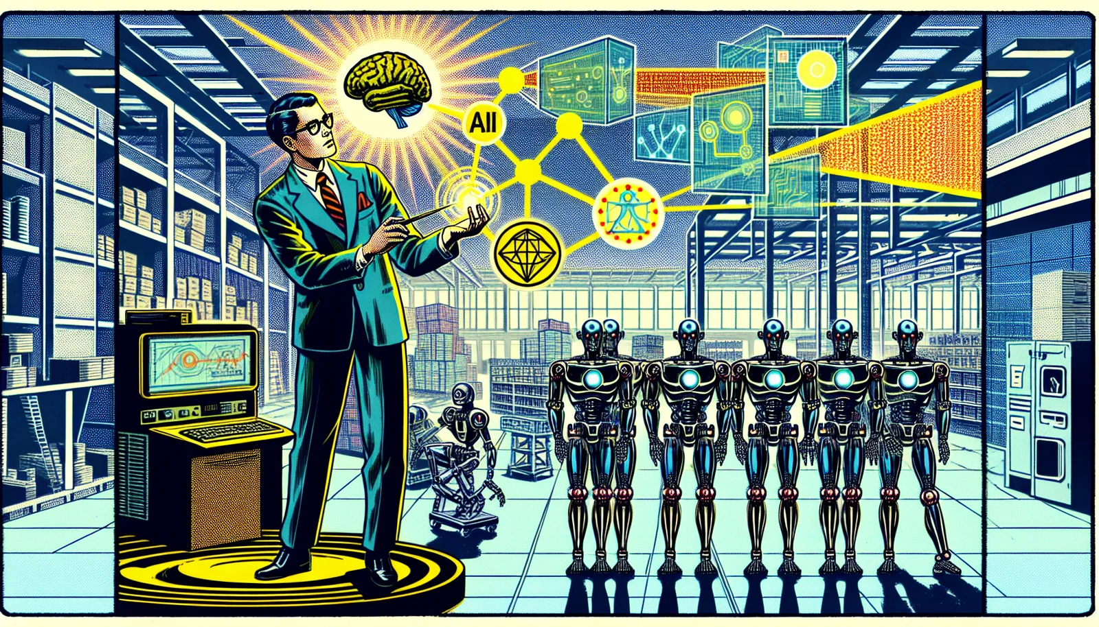 Cover illustration for Google DeepMind Partners With Agile Robots to Bring Gemini AI to Commercial Humanoids
