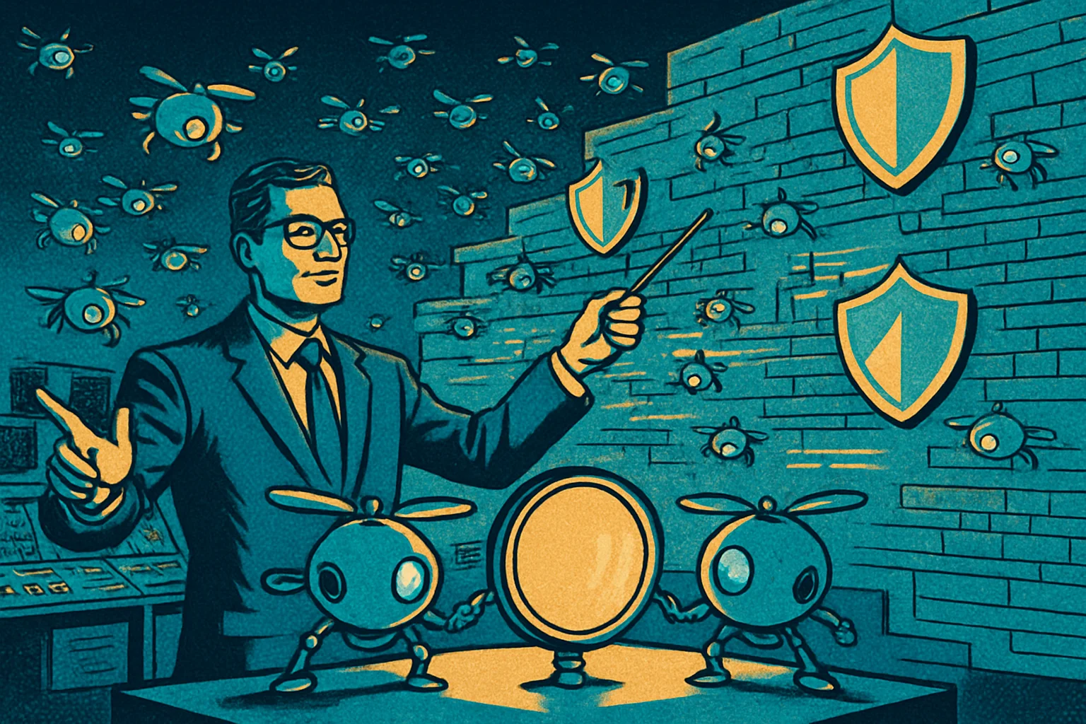 Cover illustration for Microsoft's MDASH Sends 100+ AI Agents to Find and Prove Bugs — Now Wired Into Defender