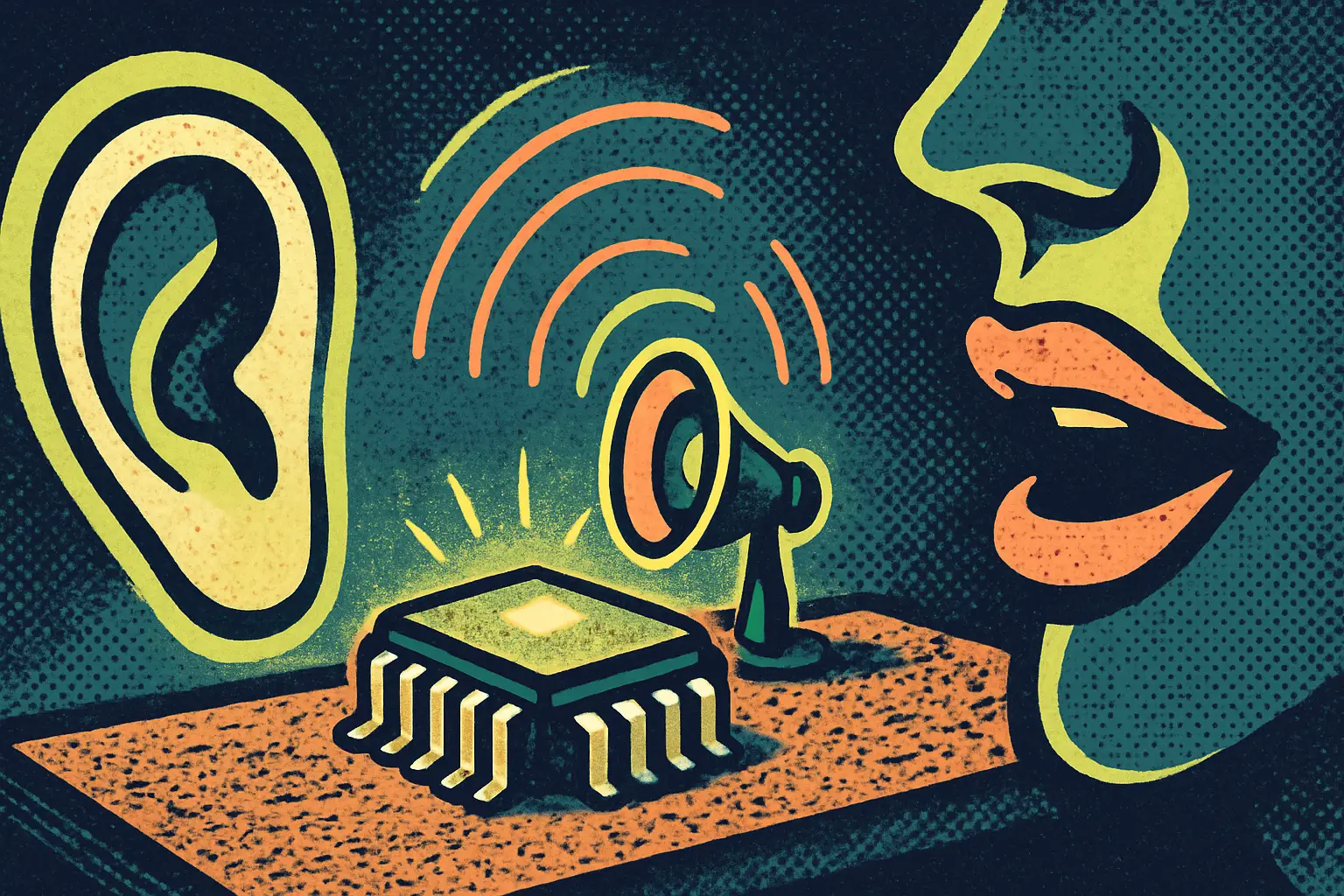 Cover illustration for Moonshine Puts Offline Voice AI on a Pico 2 Chip