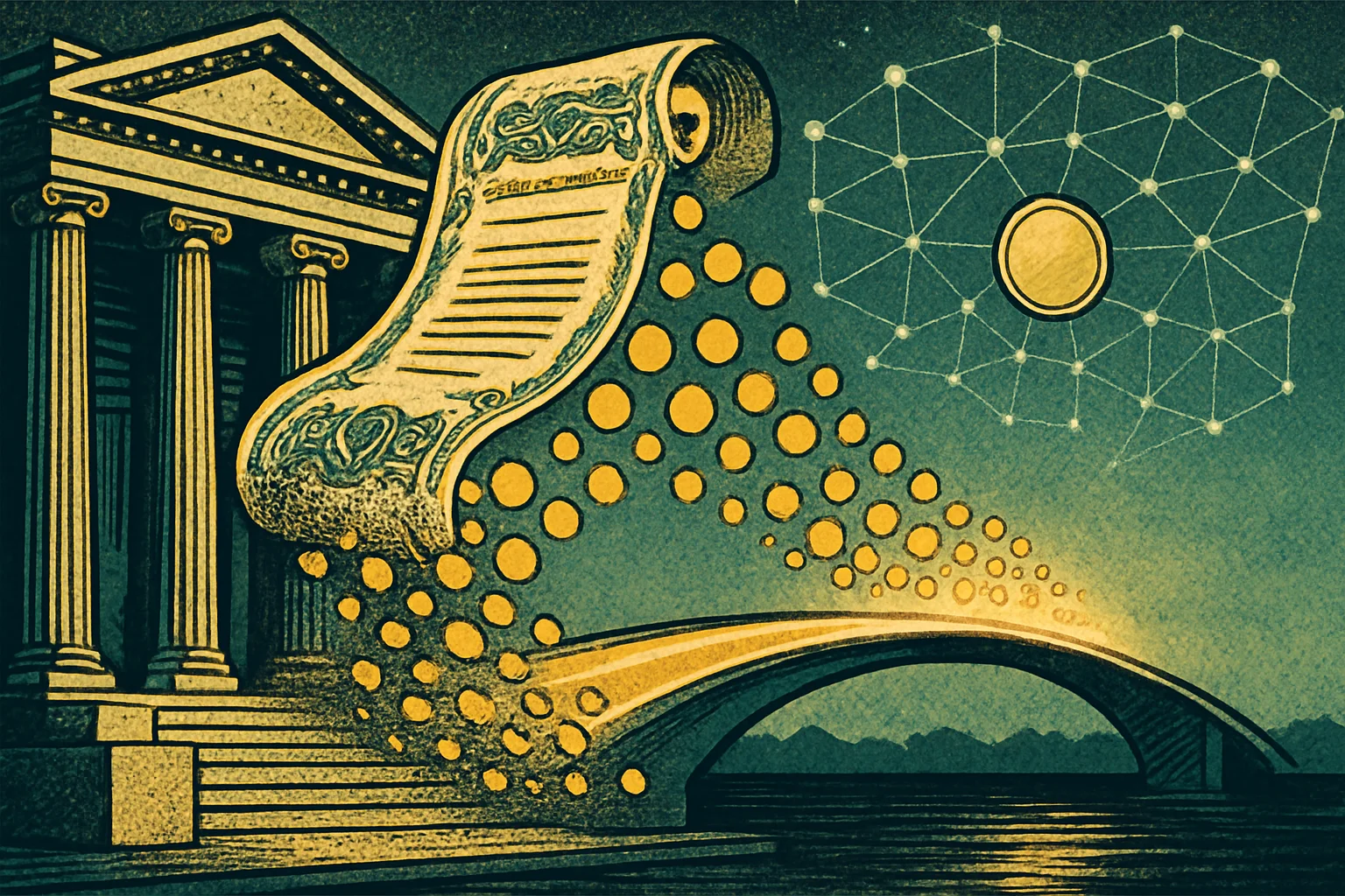 Cover illustration for New York Life's $800B Arm Makes Its Tokenization Debut With Centrifuge