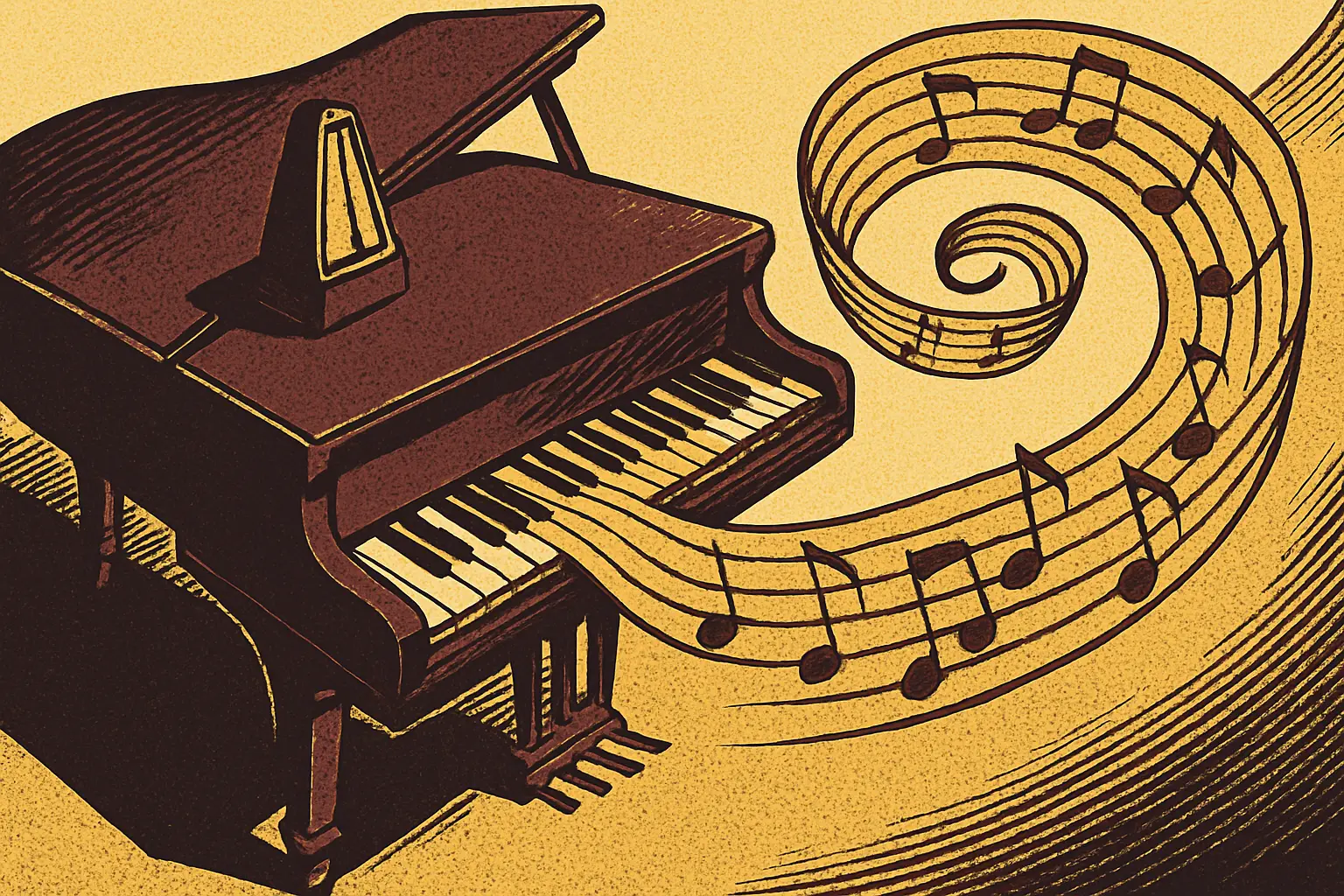 Cover illustration for On-Device Piano Model Autocompletes Music on iPhone