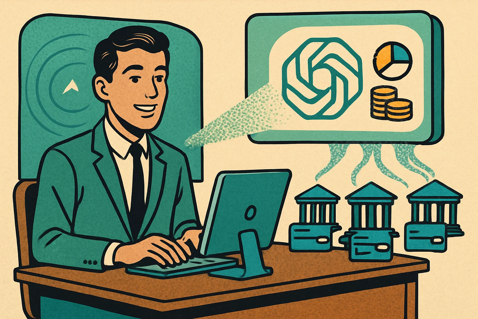 Cover illustration for ChatGPT Becomes a Personal Finance Coach — OpenAI and Plaid Connect 12,000 Banks to Pro Users