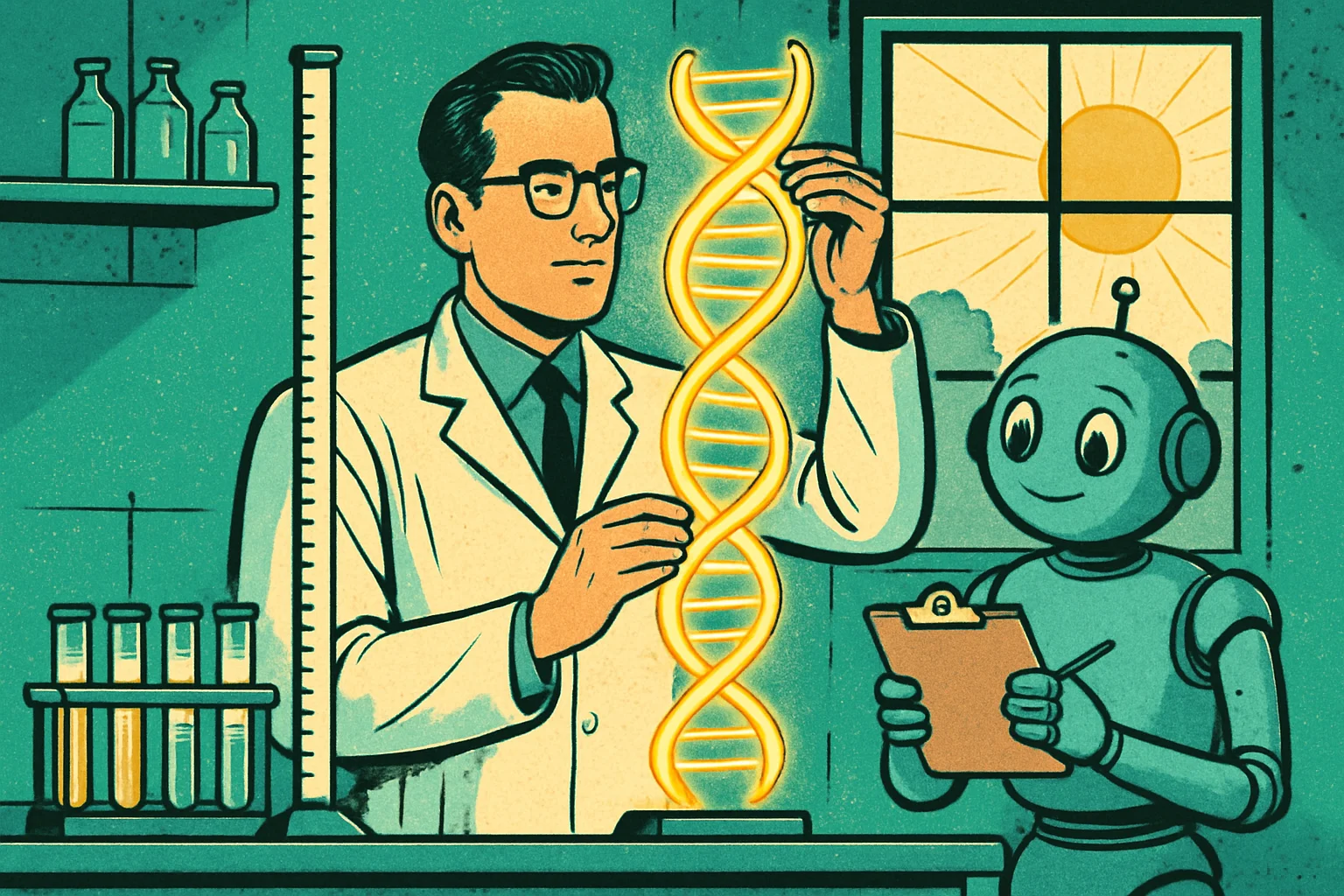 Cover illustration for OpenAI's GeneBench-Pro Sets a Rigorous New Bar for AI in Biology Research