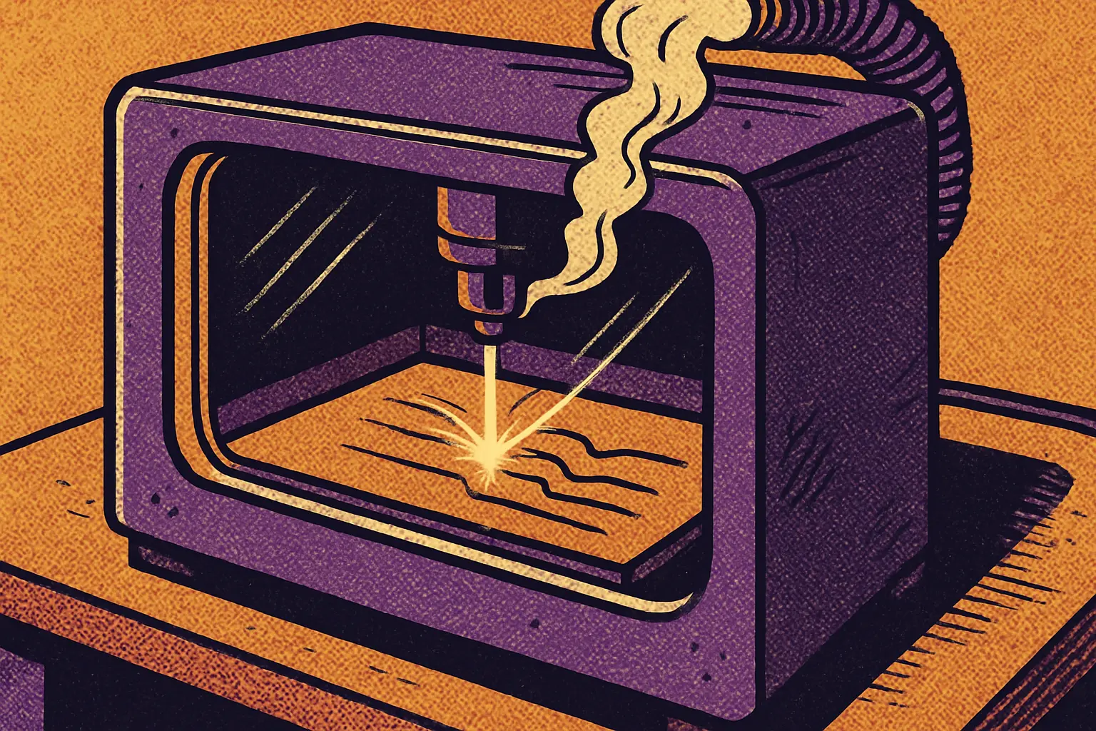 Cover illustration for PewCB One Etches Circuit Boards With a Desktop Laser