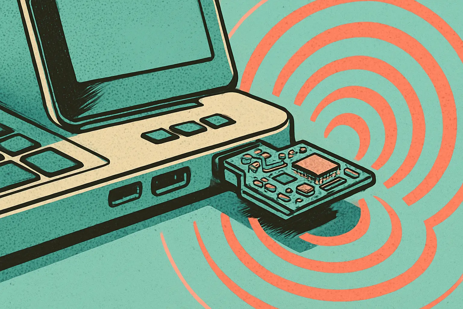 Cover illustration for Pico W Becomes a Driverless USB Wi-Fi Adapter for $6