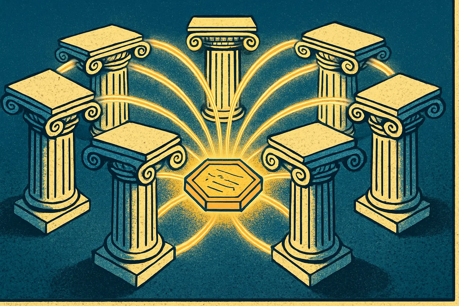Cover illustration for Project Agorá Settles Real Money Across Six Currencies