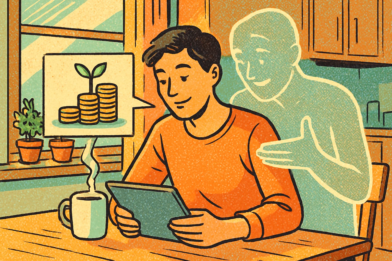 Cover illustration for SoFi Coach Puts an AI Financial Guide in Members' Pockets