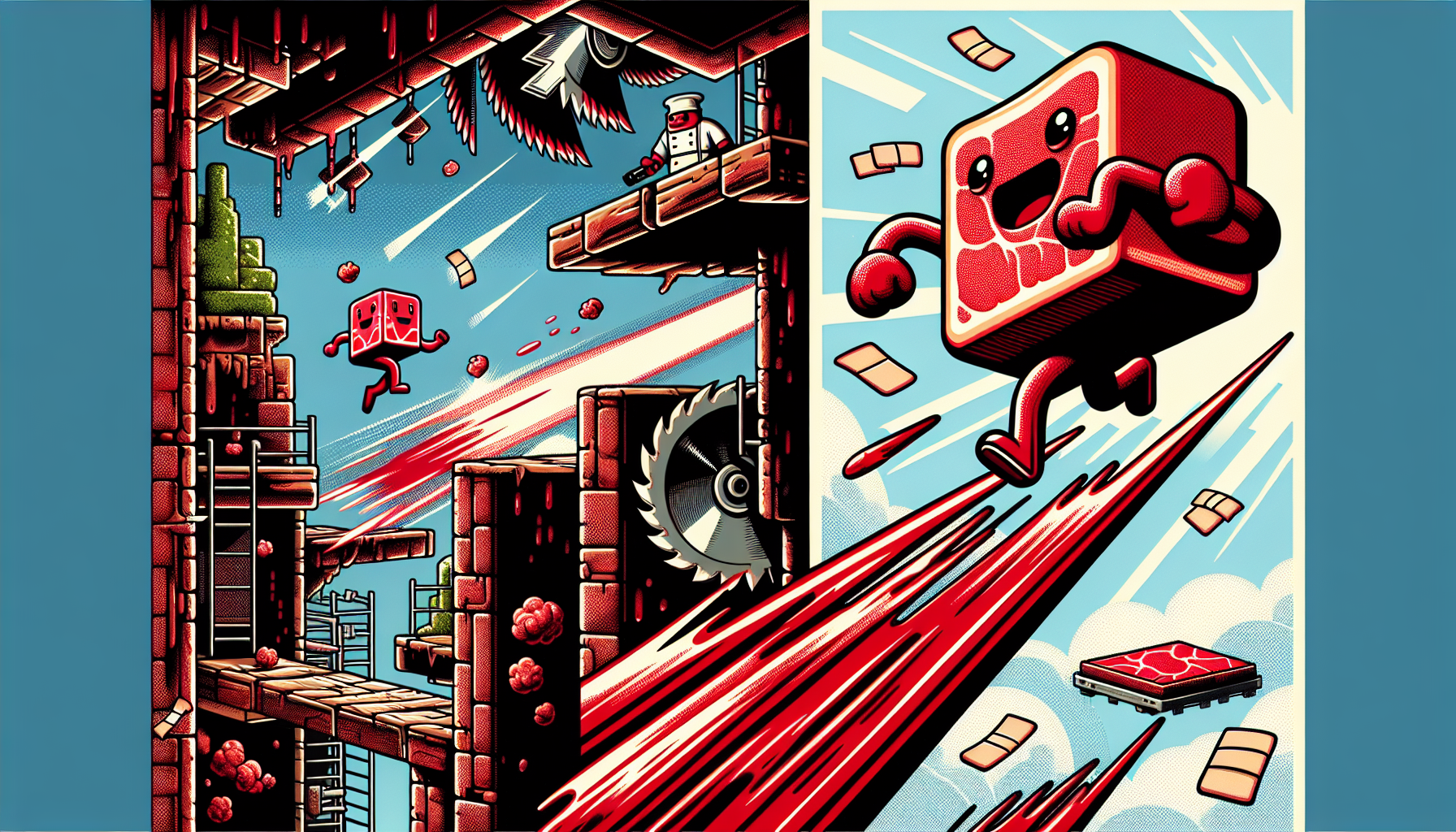 Cover illustration for Super Meat Boy 3D Launches Today Across All Platforms — Day One on Xbox Game Pass