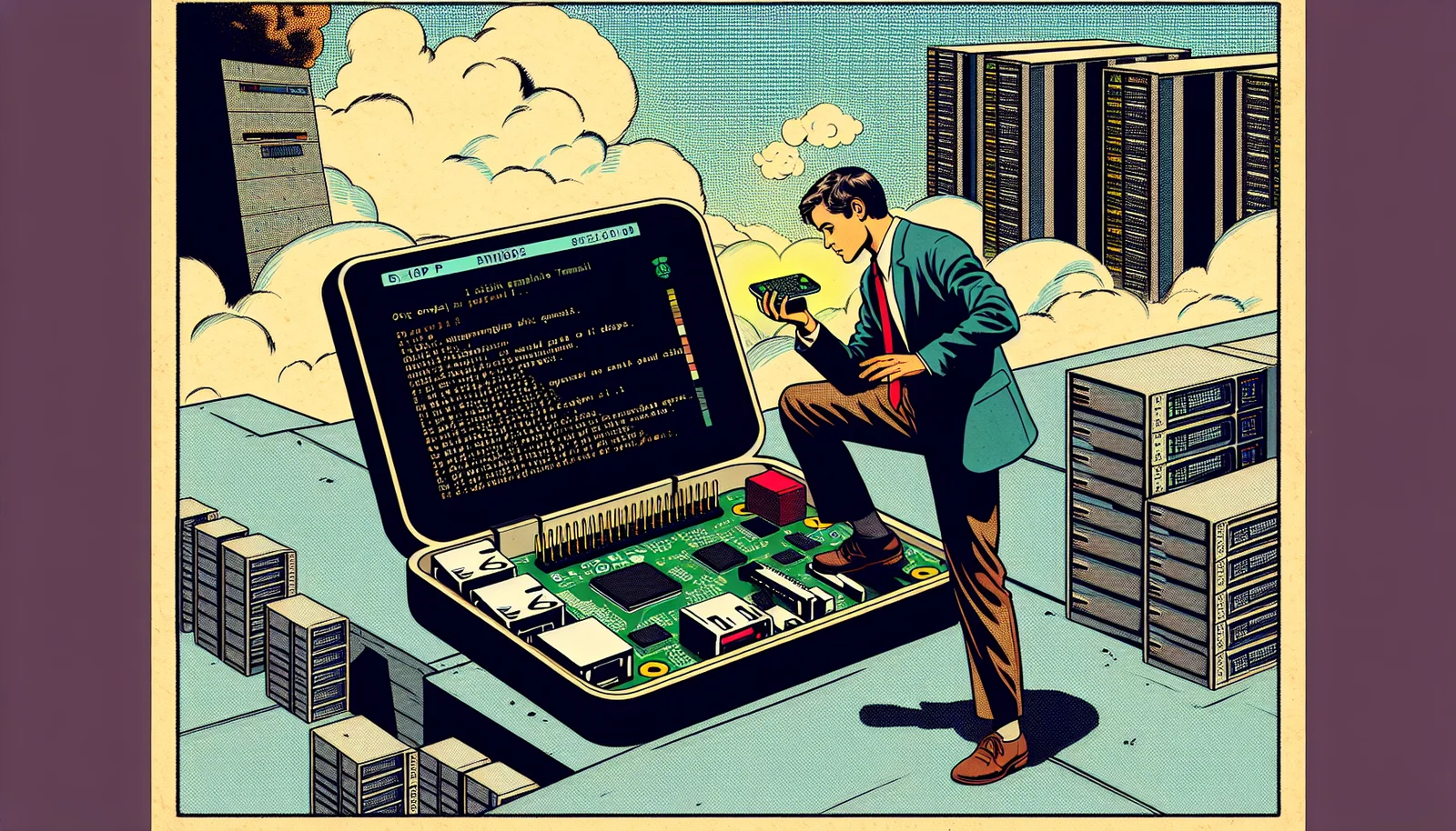Cover illustration for Waveshare PocketTerm35: Full-Keyboard Linux Terminal Powered by Raspberry Pi 4/5